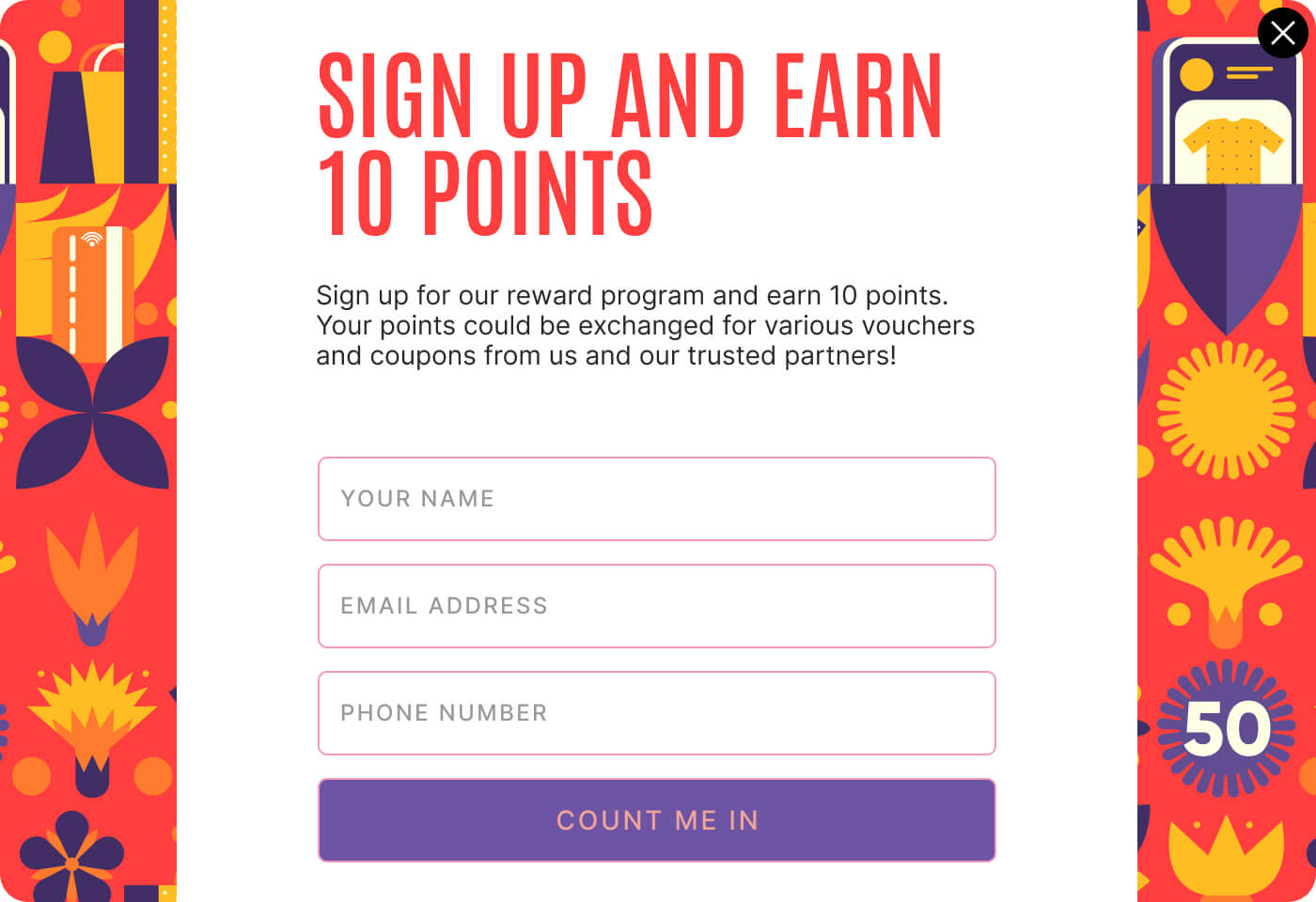 Sign up and earn 10 points